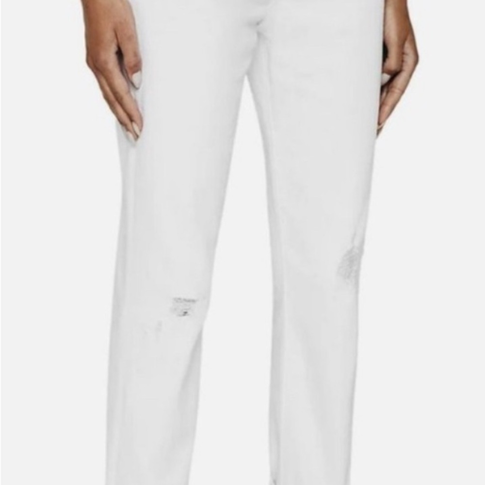 AG Adriano Goldschmied Women's Straight Leg White Jeans ex-boyfriend jeans